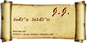 Joós Jolán névjegykártya